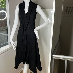 Pleats Please Issey Miyake Black Sleeveless Pull Over Dress